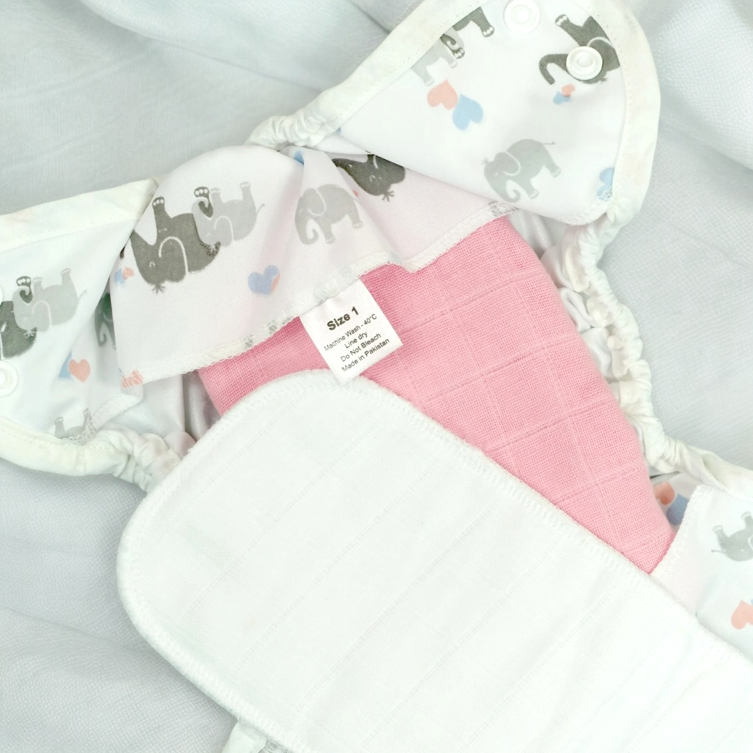 Full-Time Reusable Nappy Kit - Muslins (Size 1 from Newborn)