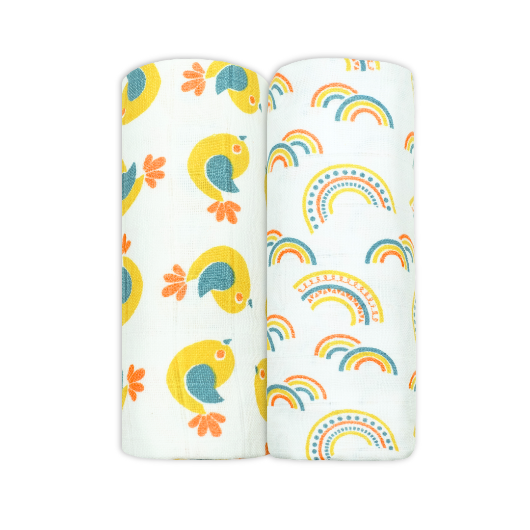Cotton Muslin Swaddles 2 Pack - Patterned
