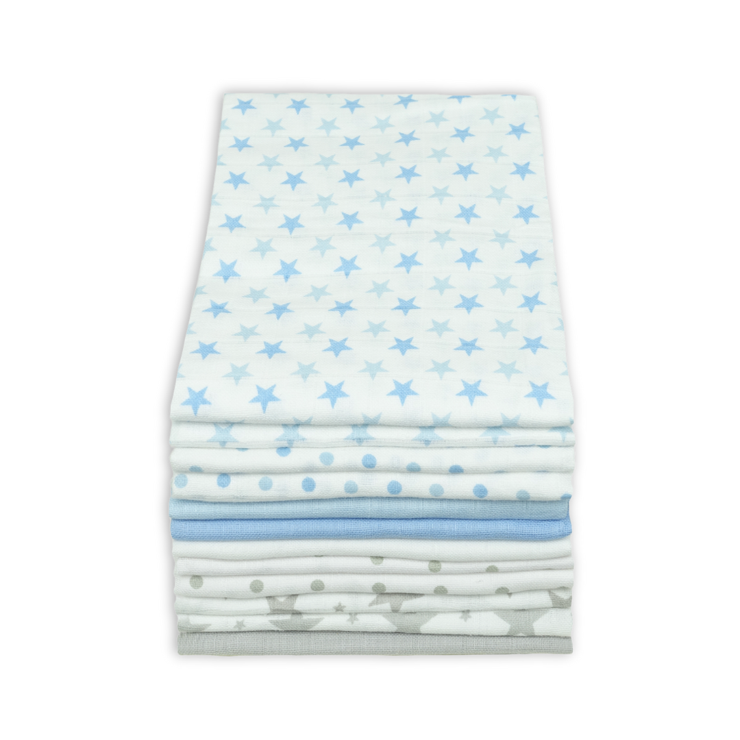 Cotton Muslin Squares 12 Pack - Patterned