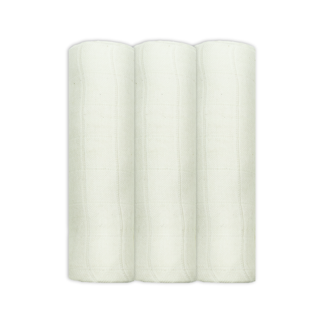 3pk Unbleached Bamboo Cotton Muslin Cloths