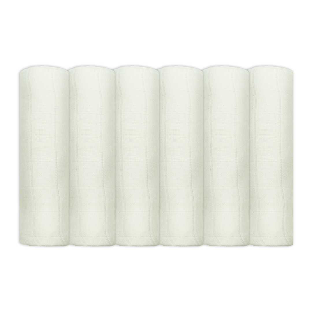 6pk Unbleached Bamboo Cotton Muslin Cloths