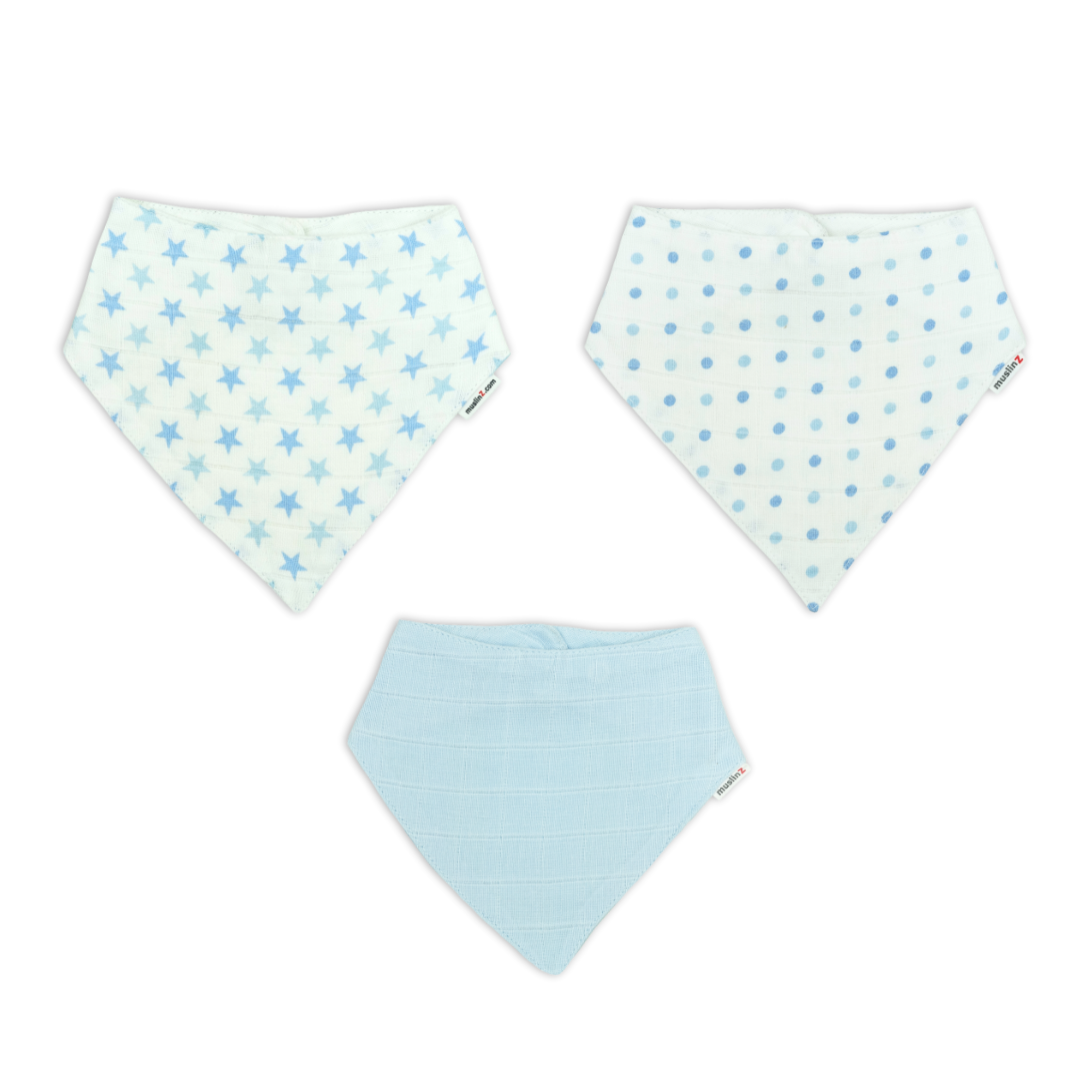 Cotton Muslin Dribble Bibs - 3 Pack