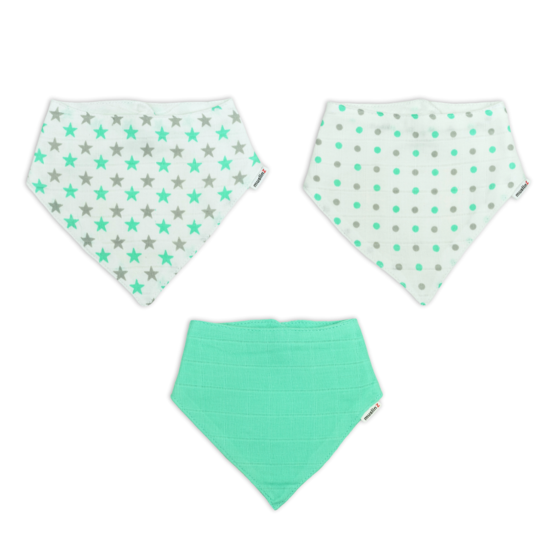 Cotton Muslin Dribble Bibs - 3 Pack
