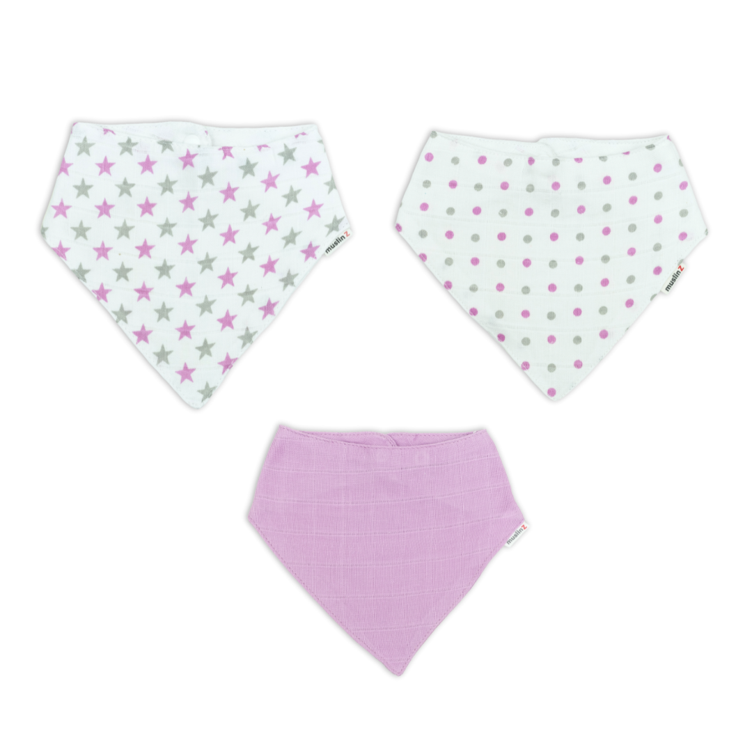 Cotton Muslin Dribble Bibs - 3 Pack