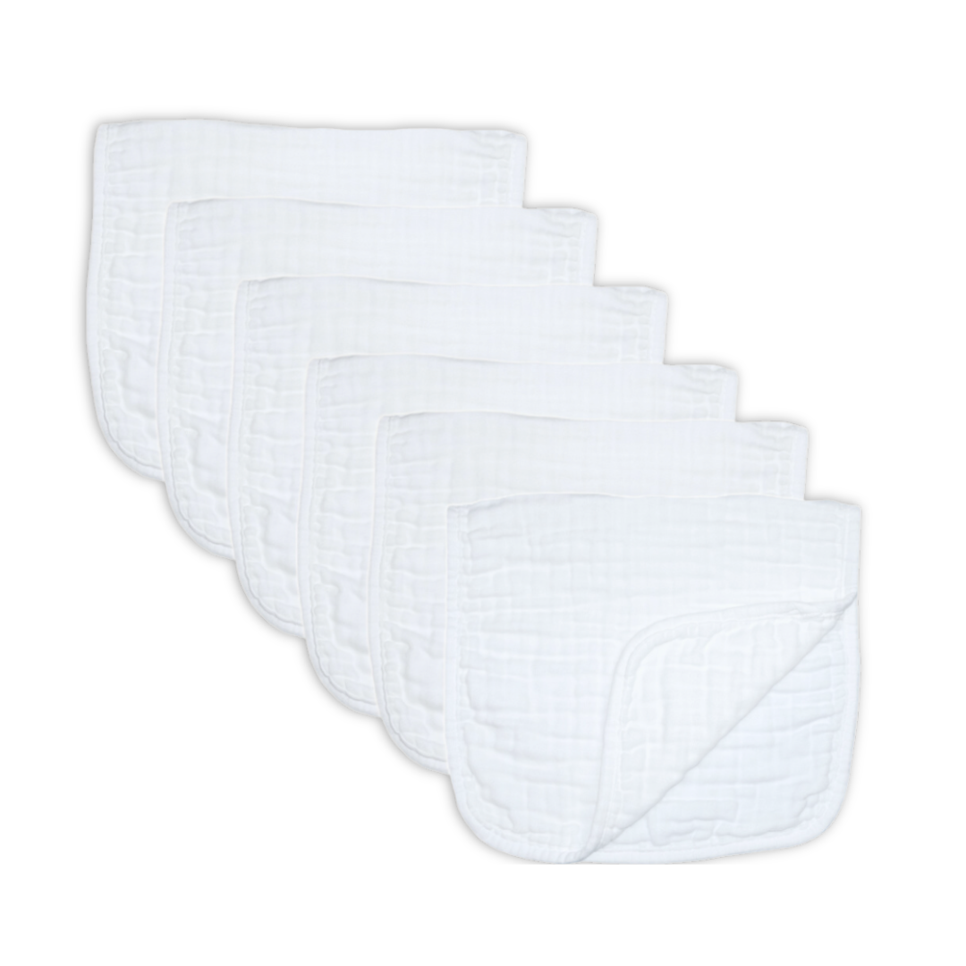 Cotton 3 Ply Muslin Burp Cloths - 6 Pack
