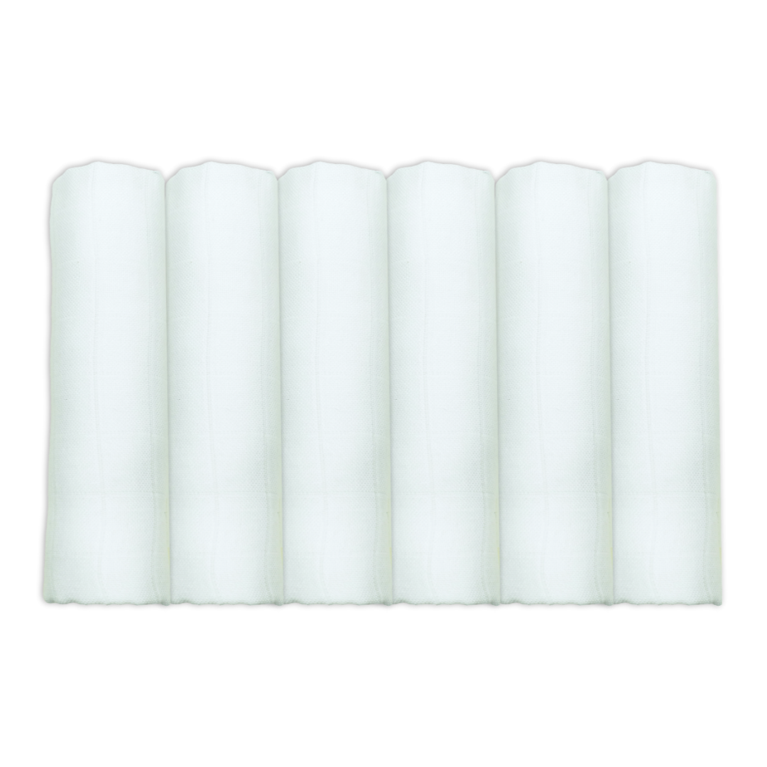 Set Of Six White Organic Cotton Muslin Squares