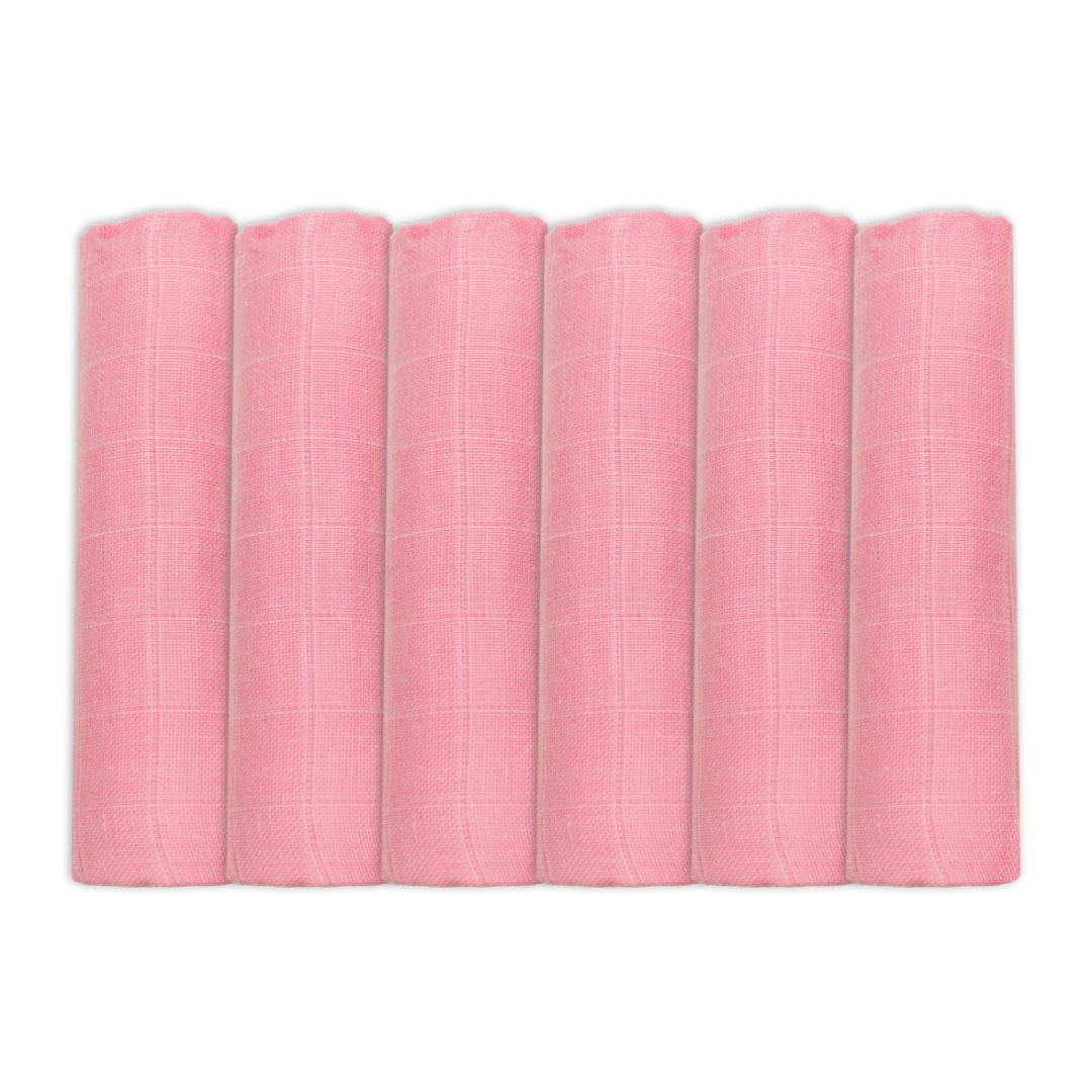 Set of Six Pink Cotton Muslin Squares