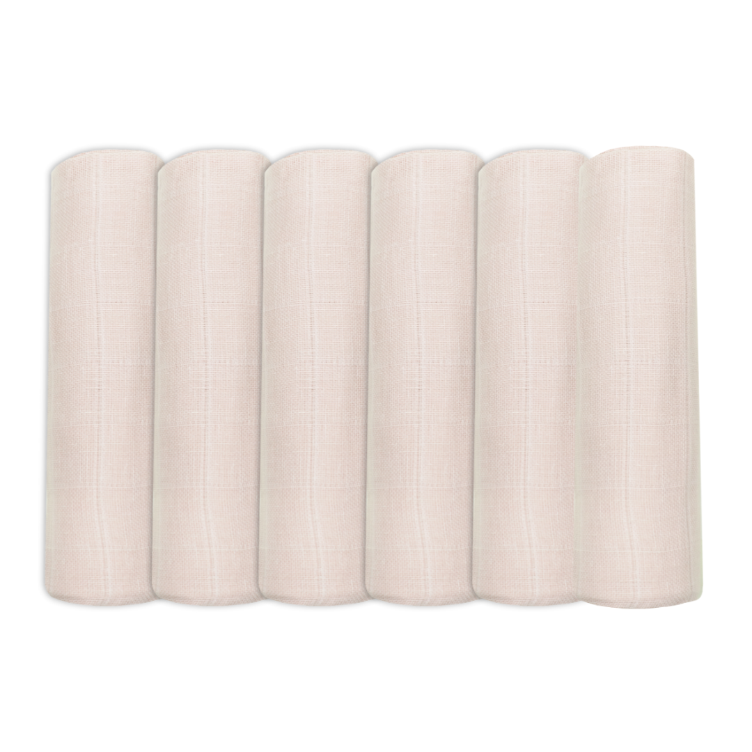 Set of Six Pale Pink Cotton Muslin Squares