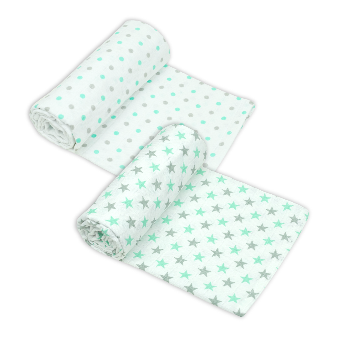 Cotton Muslin Swaddles 2 Pack - Patterned