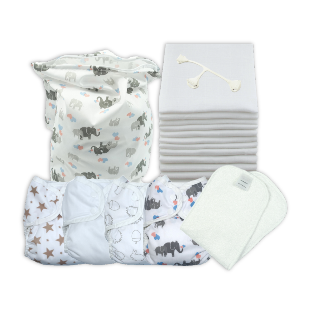 Newborn Part-Time Muslins Reusable Nappy Kit – Size 1