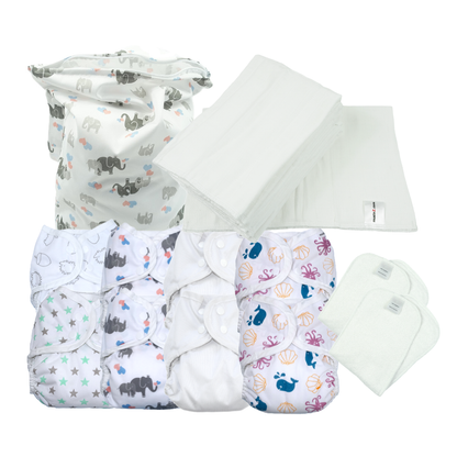 Full-Time Reusable Nappy Kit – Prefolds (Size 1 from Newborn)