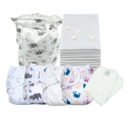 Part-Time Reusable Nappy Kit – Muslins (Size 1 from Newborn)