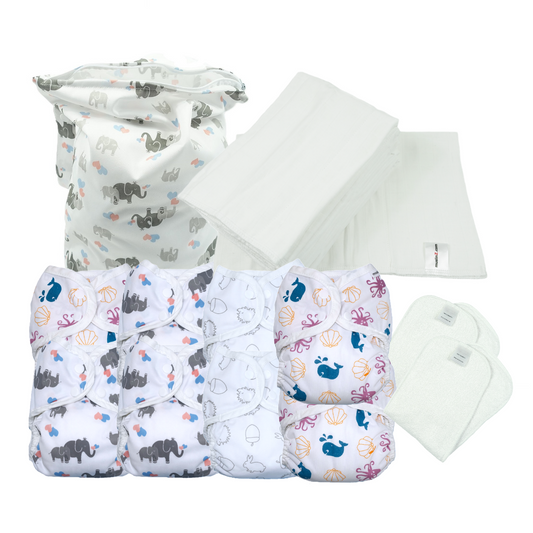 Full-Time Reusable Nappy Kit – Prefolds (Size 1 from Newborn)