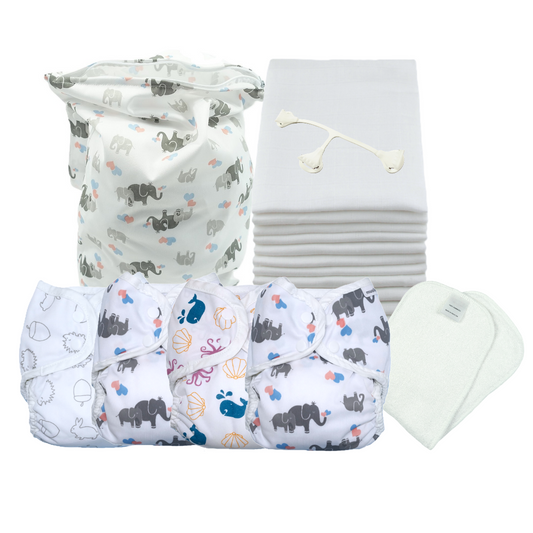 Part-Time Reusable Nappy Kit – Muslins (Size 1 from Newborn)