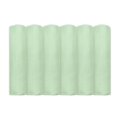 Set Of Six Sage Organic Cotton Muslin Squares