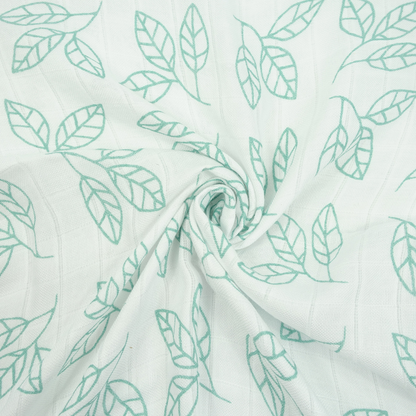Bamboo Organic Cotton Muslin Swaddle - Aqua Leaf