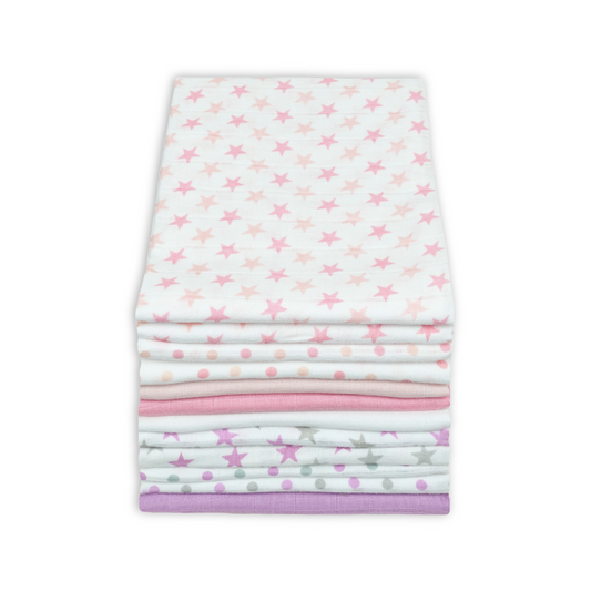 Cotton Muslin Squares 12 Pack - Patterned