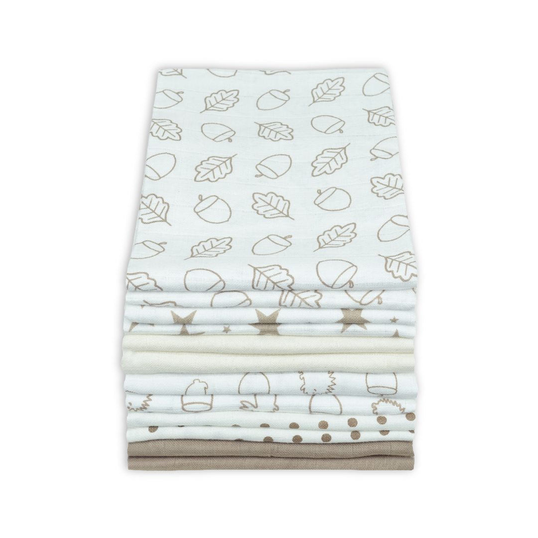 Cotton Muslin Squares 12 Pack - Patterned