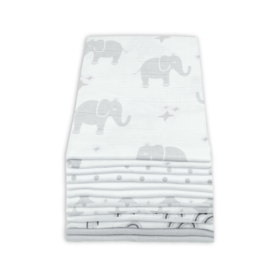 Cotton Muslin Squares 12 Pack - Patterned