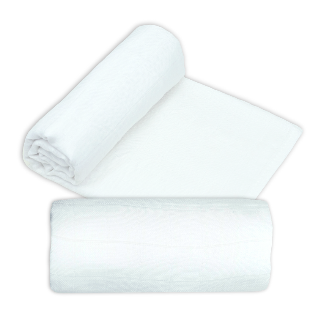 Bamboo Organic Cotton Muslin Swaddle - White