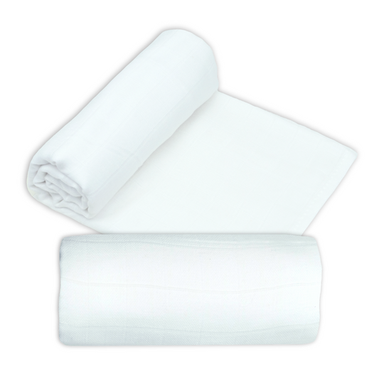 Bamboo Organic Cotton Muslin Swaddle - White