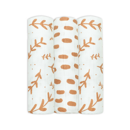 3pk Laurel Leaf Bamboo Cotton Muslin Cloths 