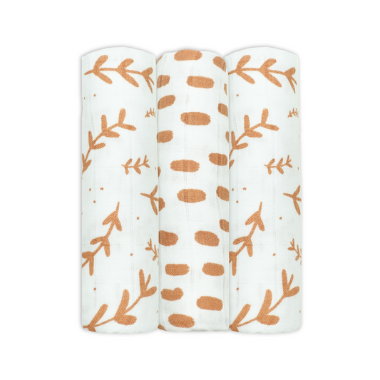3pk Laurel Leaf Bamboo Cotton Muslin Cloths 