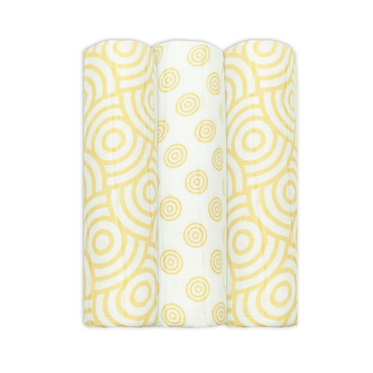 3pk Gold Circle Bamboo Cotton Muslin Cloths 