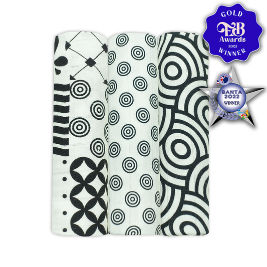 Bamboo Organic Cotton Muslin Squares 3 Pack - Sensory