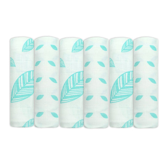 Bamboo Organic Cotton Muslin Squares  6 Pack - Patterned
