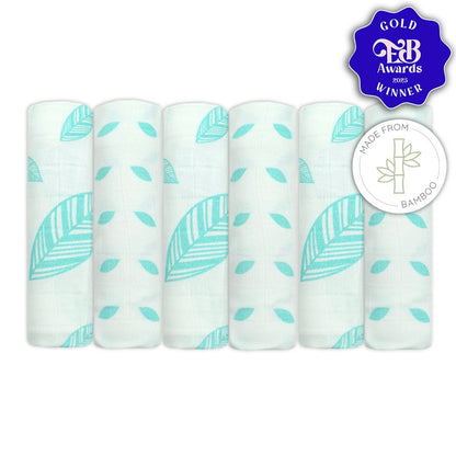 Bamboo Organic Cotton Muslin Squares  6 Pack - Patterned