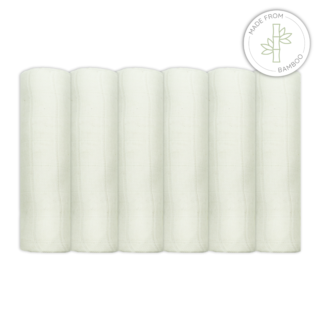 Bamboo Organic Cotton Muslins - Unbleached (3 or 6 pack)