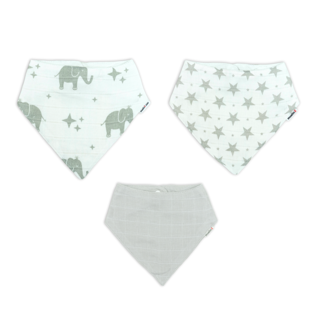 Cotton Muslin Dribble Bibs - 3 Pack