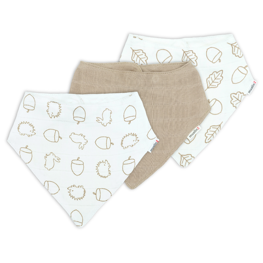 Cotton Muslin Dribble Bibs - 3 Pack
