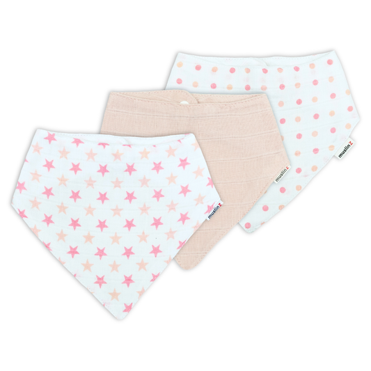 Cotton Muslin Dribble Bibs - 3 Pack