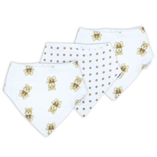Cotton Muslin Dribble Bibs - 3 Pack