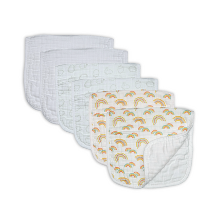 Cotton 3 Ply Muslin Burp Cloths - 6 Pack