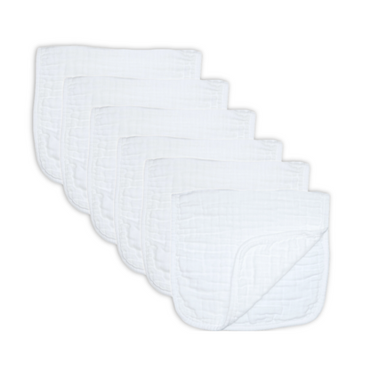 Cotton 3 Ply Muslin Burp Cloths - 6 Pack