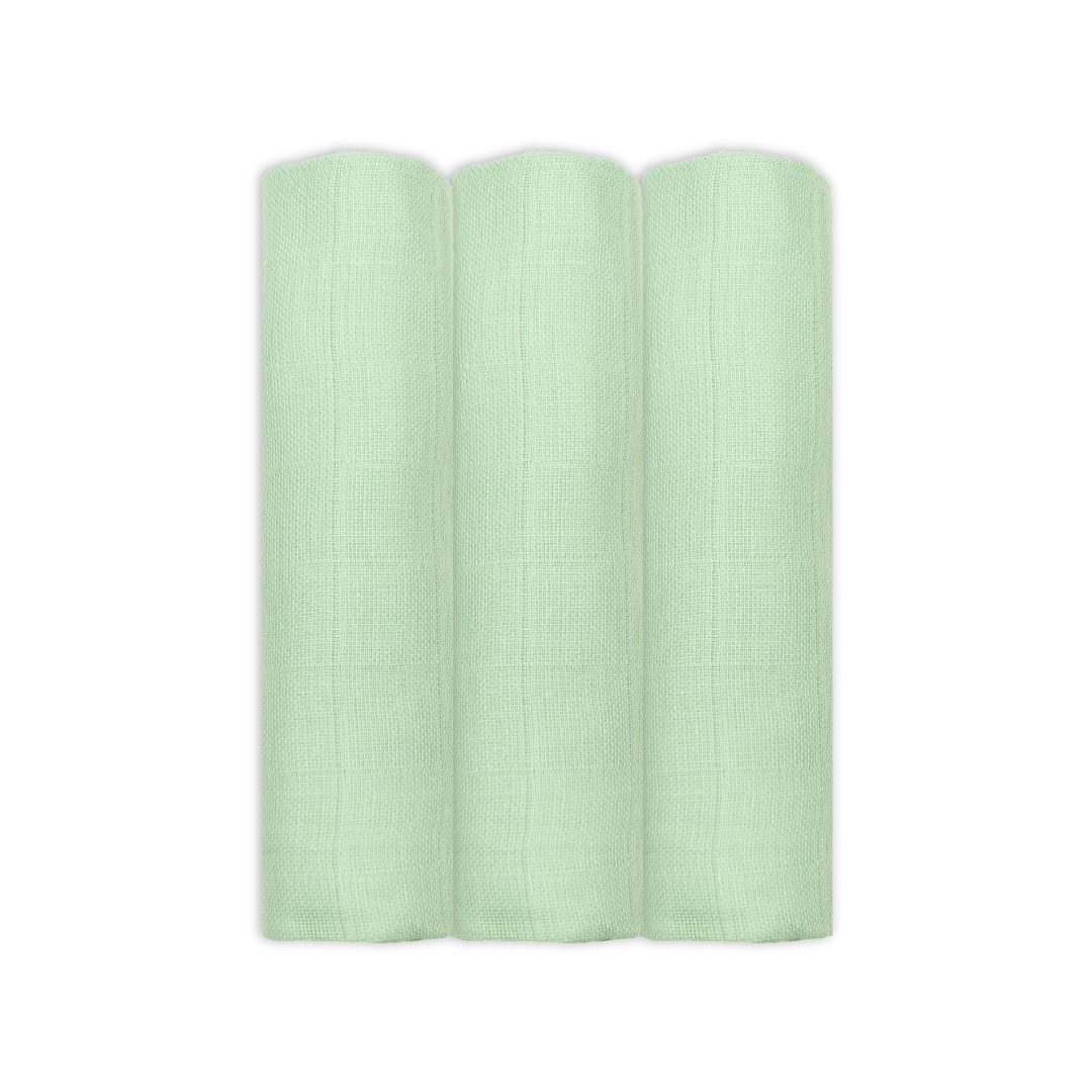 Set Of Three Sage Organic Cotton Muslin Squares