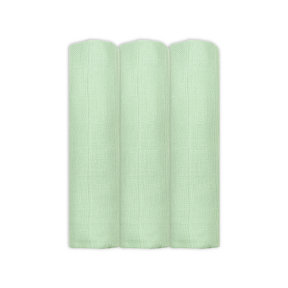 Set Of Three Sage Organic Cotton Muslin Squares