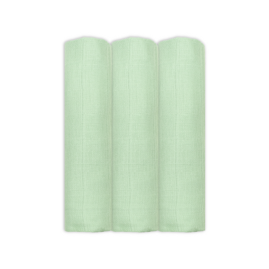 Set Of Three Sage Organic Cotton Muslin Squares