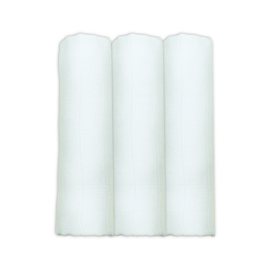 Set Of Three White Organic Cotton Muslin Squares