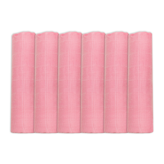 Set of Six Pink Cotton Muslin Squares