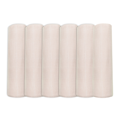 Set of Six Pale Pink Cotton Muslin Squares