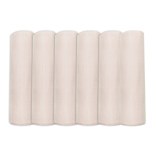 Set of Six Pale Pink Cotton Muslin Squares