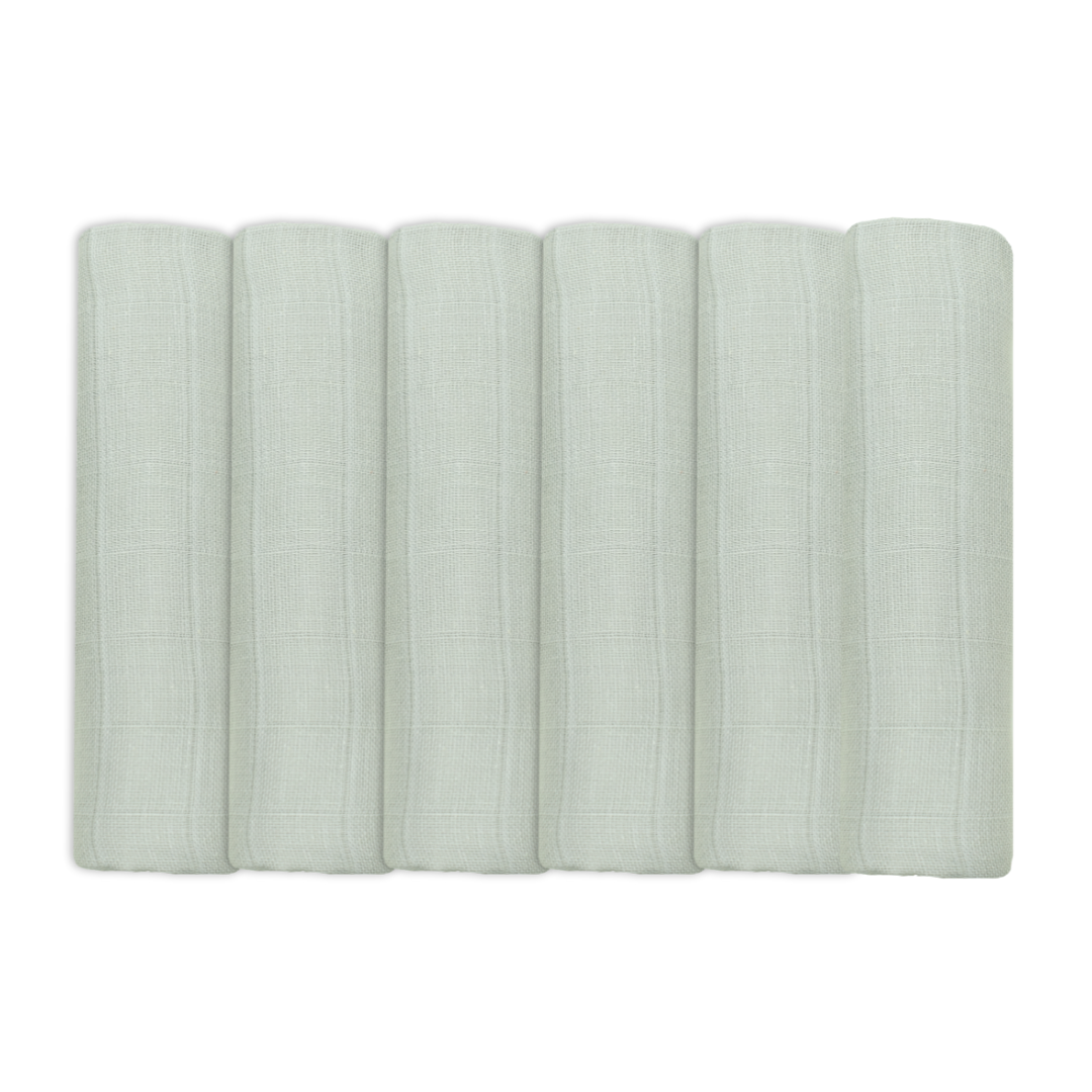 Set of Six Grey Cotton Muslin Squares