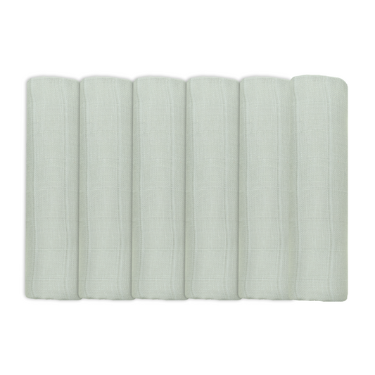 Set of Six Grey Cotton Muslin Squares
