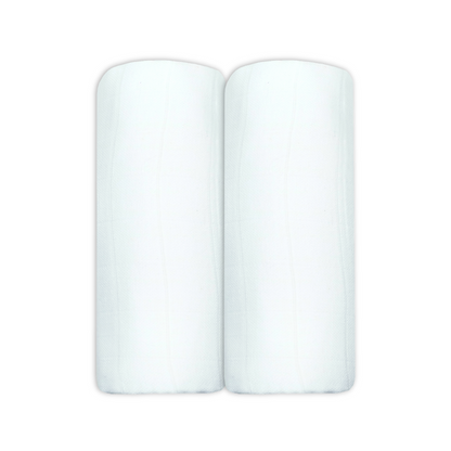 Set of Two White Cotton Muslin Swaddles