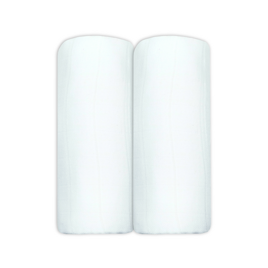 Set of Two White Cotton Muslin Swaddles