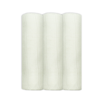 Set Of Three Unbleached Cotton Muslin Squares